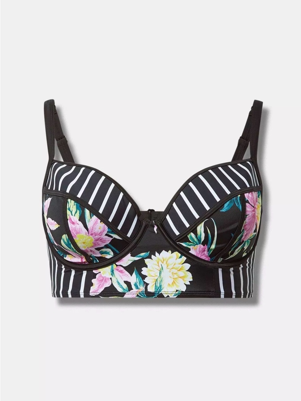 Torrid 0 Underwire Cut And Sew Bikini Top Breezy Tropical Perfect Stripe Swim